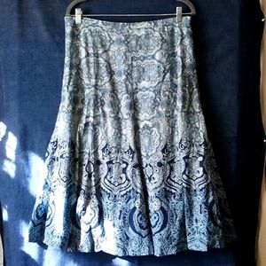 Liz & Co Blue Paisley Skirt size 12